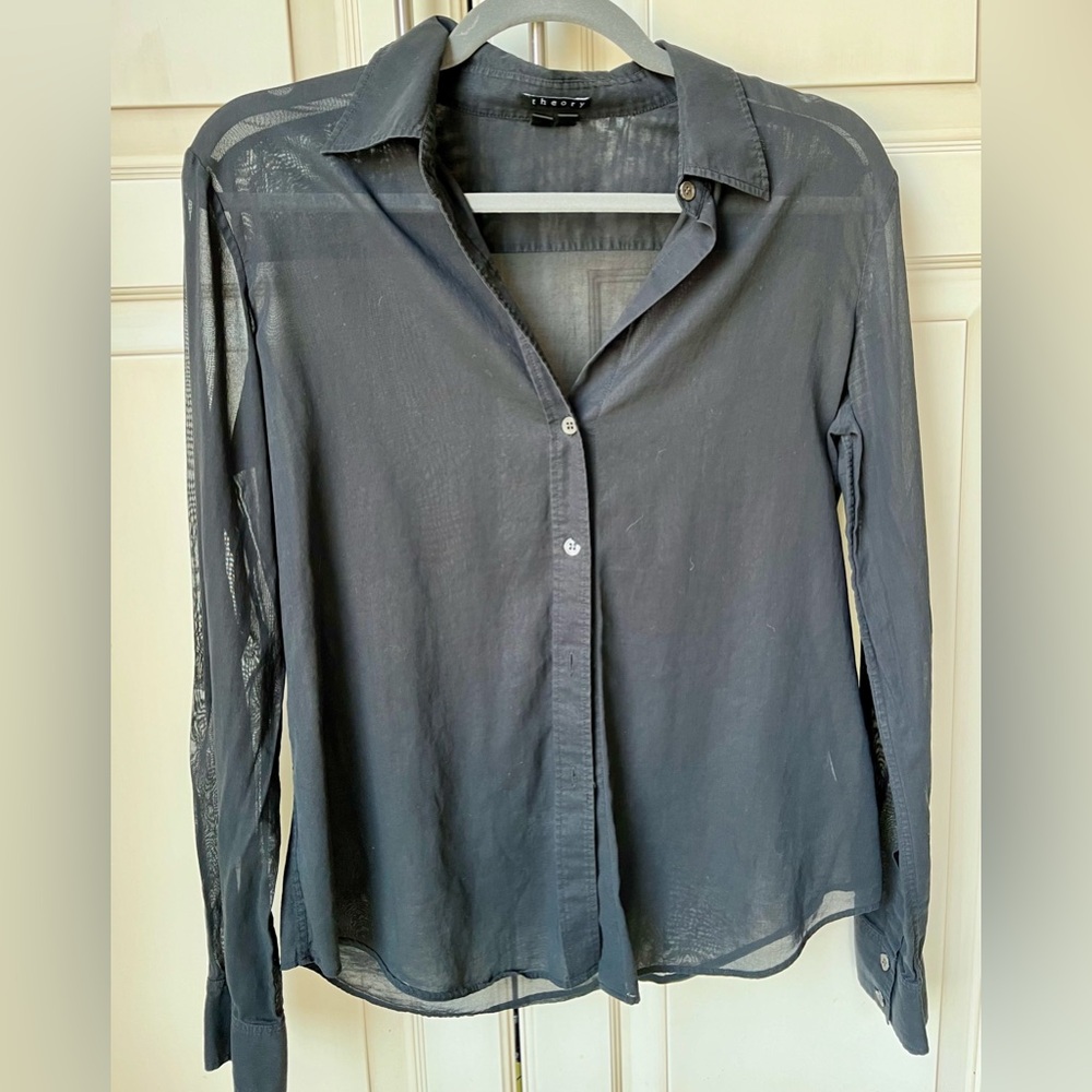 Theory black sheer blouse. Size large (more medium/large)